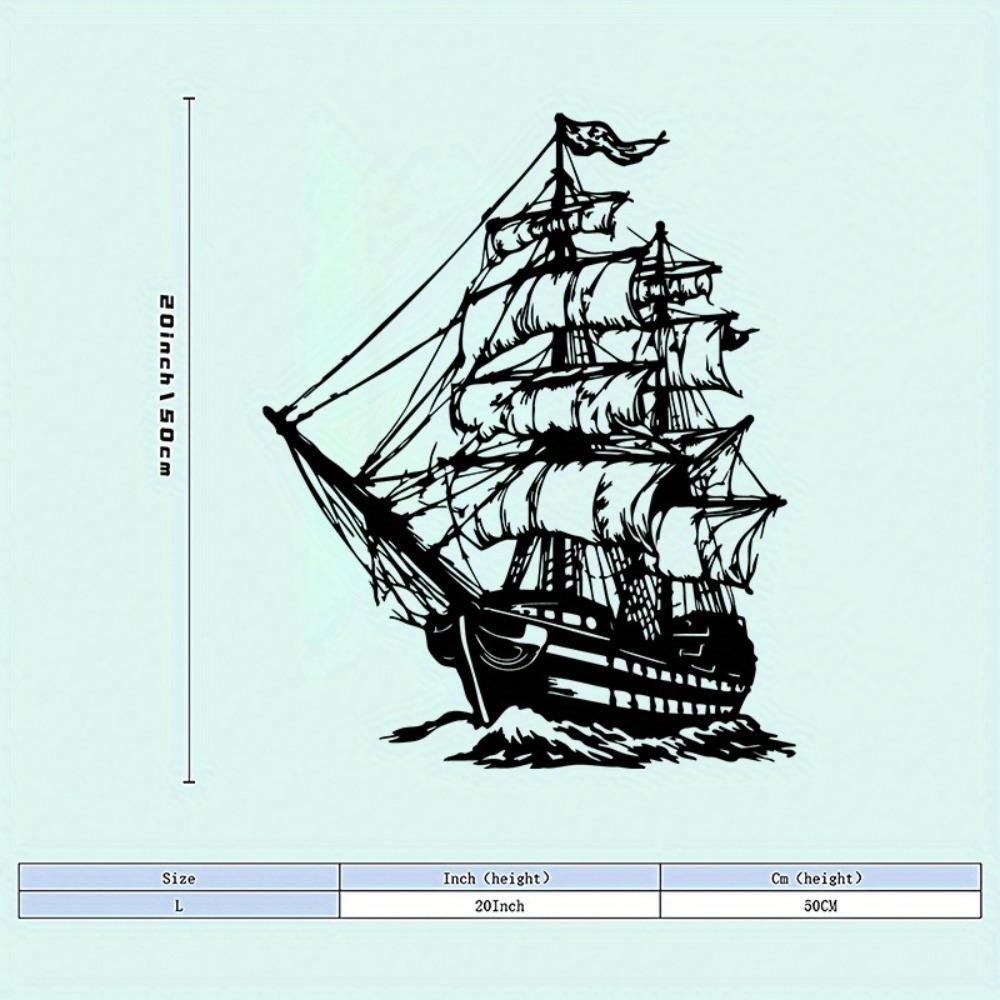 Pirate Ship Metal Wall Sculpture, Iron Art Mural for Beach House Decor, Nautical Farmhouse Ornament, Weatherproof Ocean Theme Gift
