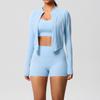 Women's 3-Piece Cloud-Feel Yoga Set: Tight Shorts, Shockproof Vest & Running Jacket