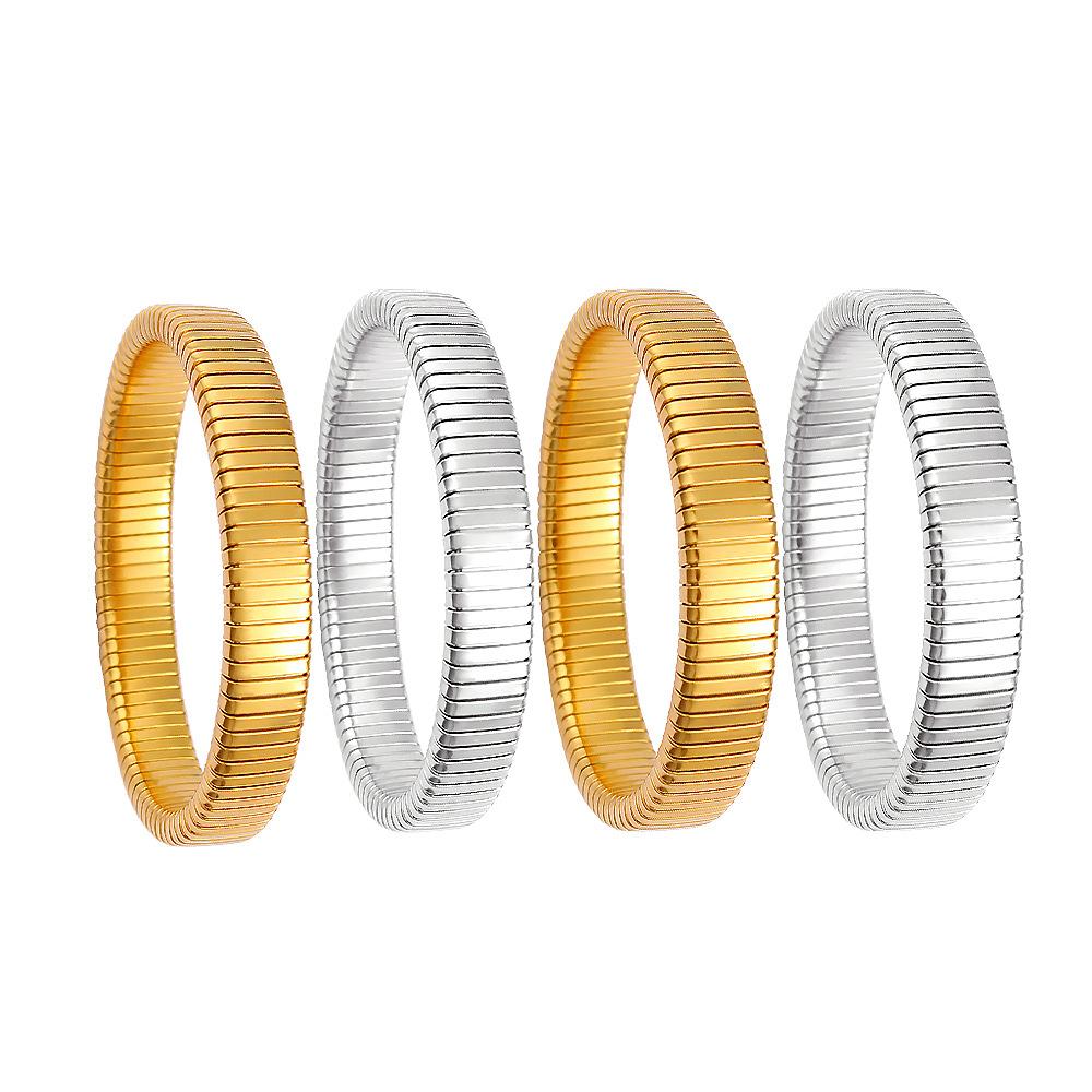 Fashion  Stainless Steel Jewelry Bracelets Texture 18k Gold Plated Stainless Steel Bangle Bracelet Women