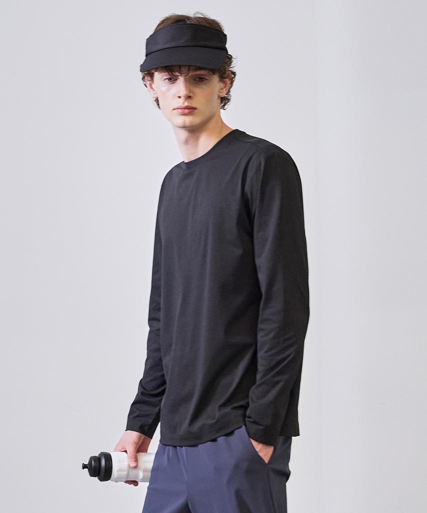 BASIC HOUSE Breathable Sorona Regular Fit Round Neck Plain Long Sleeve T-Shirt Black