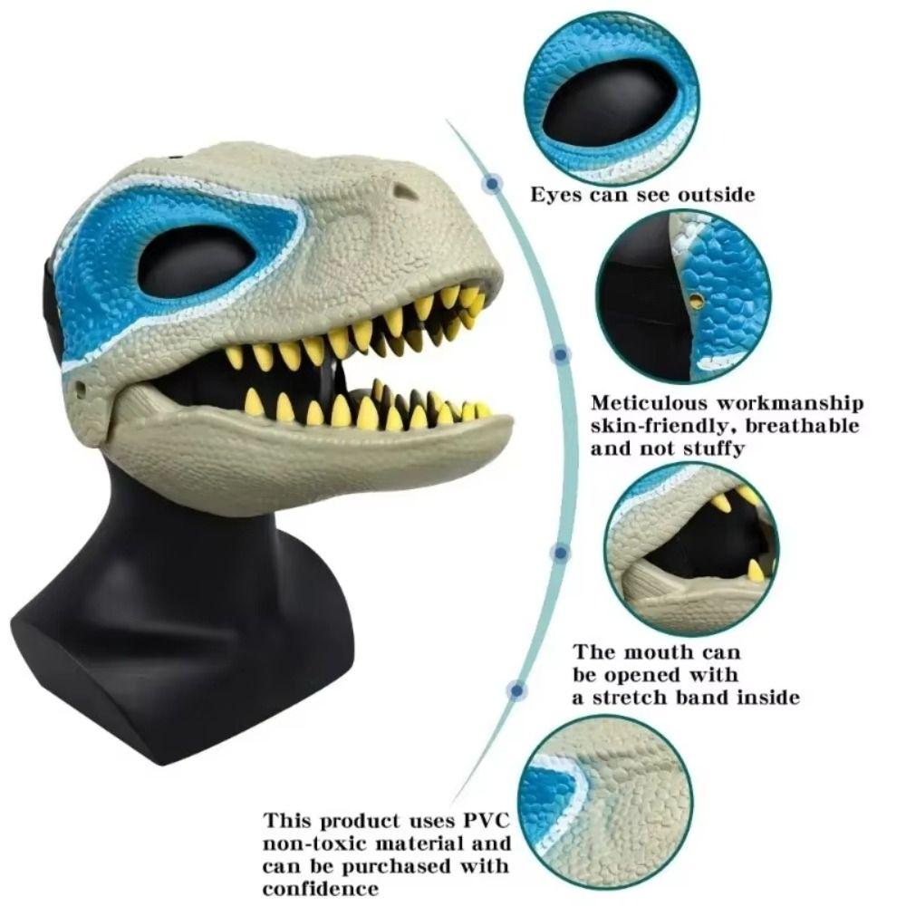 Moving Jaw Halloween Dinosaur Mask Cosplay Props Raptor Dino Mask Dinosaur Headgear  Gifts