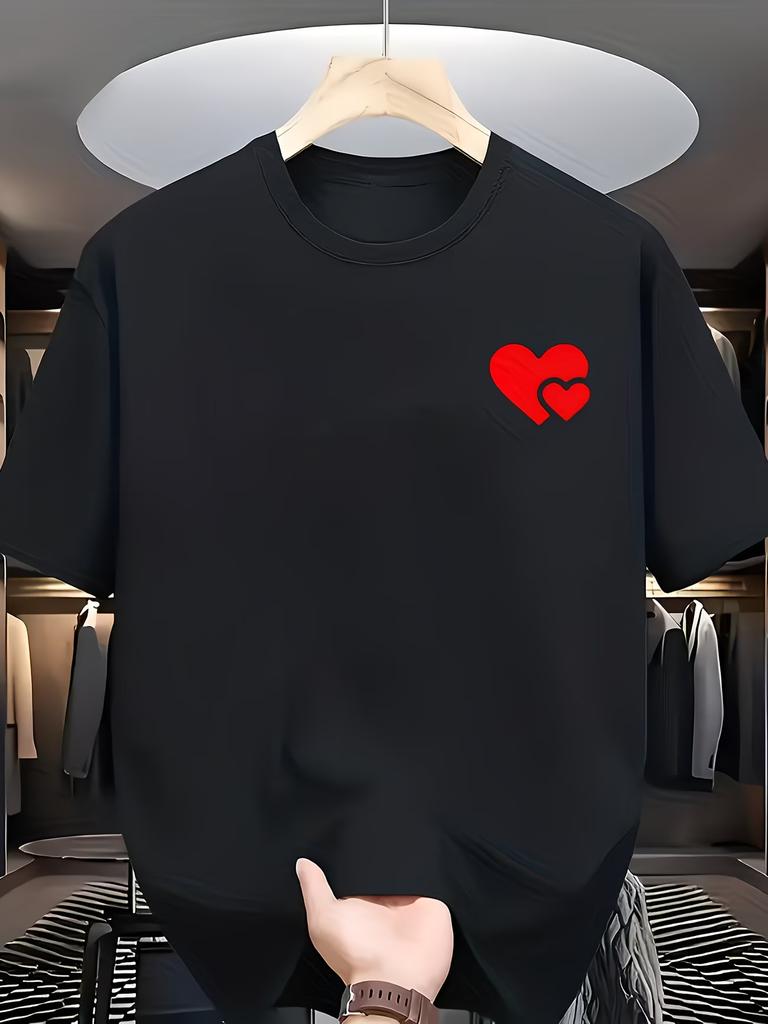 Double Red Heart Graphic T Shirt Unisex Summer Short Sleeve Casual Kawaii Harajuku Valentine Day Gift Couple Unisex Tee Tops