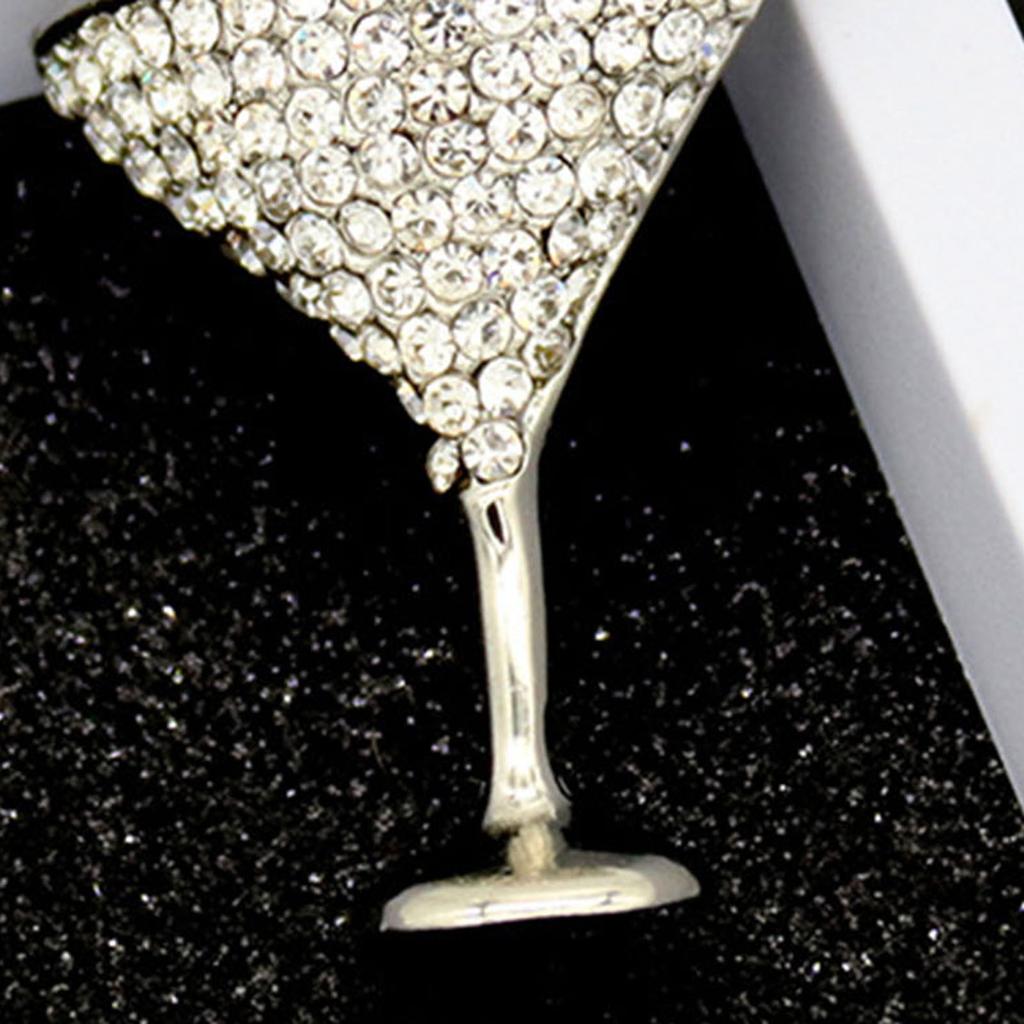 Cocktail Cup Shape Brooch for Women - Shining Rhinestone Alloy Pin, Clothing Bags Backpacks Jackets Hat Badge, Jewelry DIY Accessories