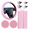 10pcs Women's Leather Steering Wheel Cover, Car Accessories Set With Seat Belt Shoulder Pads,  Start Button Ring Sticker, Vent Clip, Car Accessories