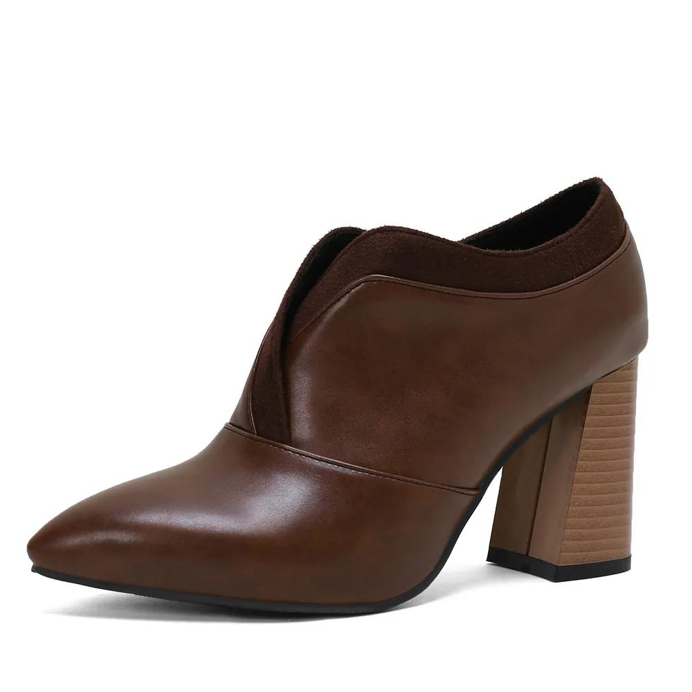 Spring Autumn Women Pump High Heel Unisex Oxford Vintage Fetish Pointed Toe Slip-on Pumps Party Shoes Plus Size 32-46