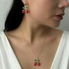 Giappone e Corea amano e affascinante stile ins metallo frutta festa fragola ciliegia collana orecchini set gioielli