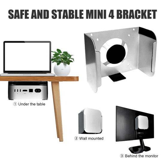 Mini 4 Bracket Wall Mount under Desk Mini 4 Holder with Anti-Slip Padding Behind The Monitor Holder for Mac Mini4