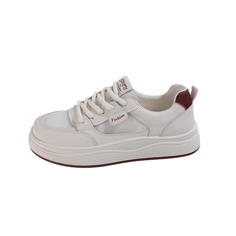 Stepping On Shit Feeling Leather Little White Shoes Women's 2025 Spring New Versatile Platform Sports Board Shoes Non-slip Waterproof Sports Shoes