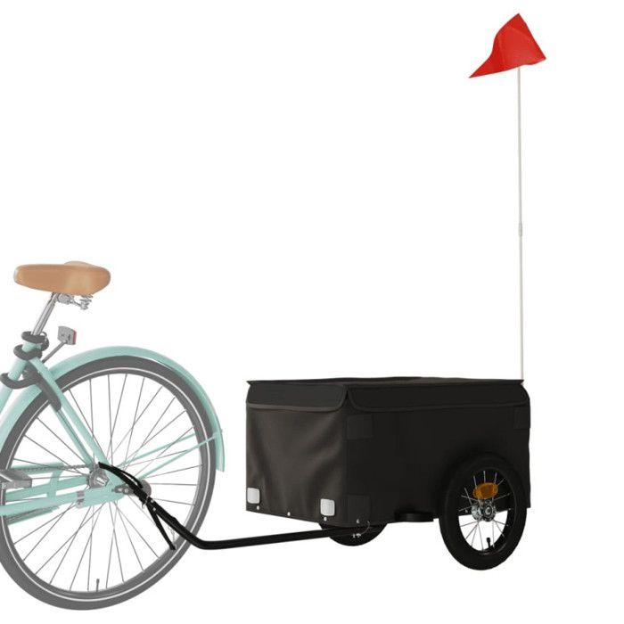 VidaXL Remorque de Vélo, Chariot de Transport avec Barre, Remorque de Bicyclette avec Drapeau Jardin Terrasse Extérieur, 94080