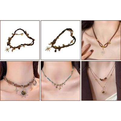 Bracelets Perles Pierre Naturelle Vintage Collier Pendentif Étoile Métal Bijoux Charme Bohème Texture Perles pour Femmes
