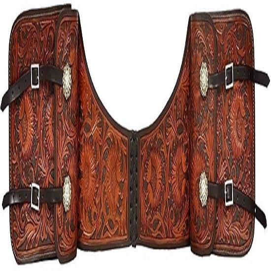Genuine Western Trail Hand Tooling & Carving Horse Leather Saddle Bag.