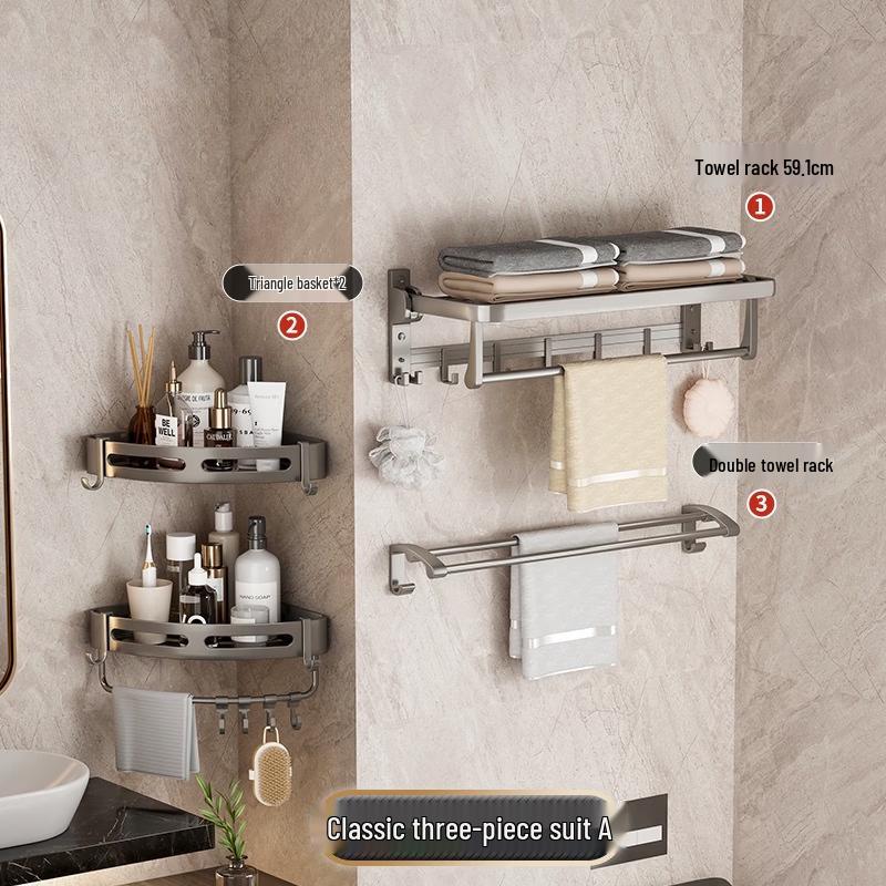 

Gunmetal Space Aluminum 3-Piece Bathroom Hardware Set