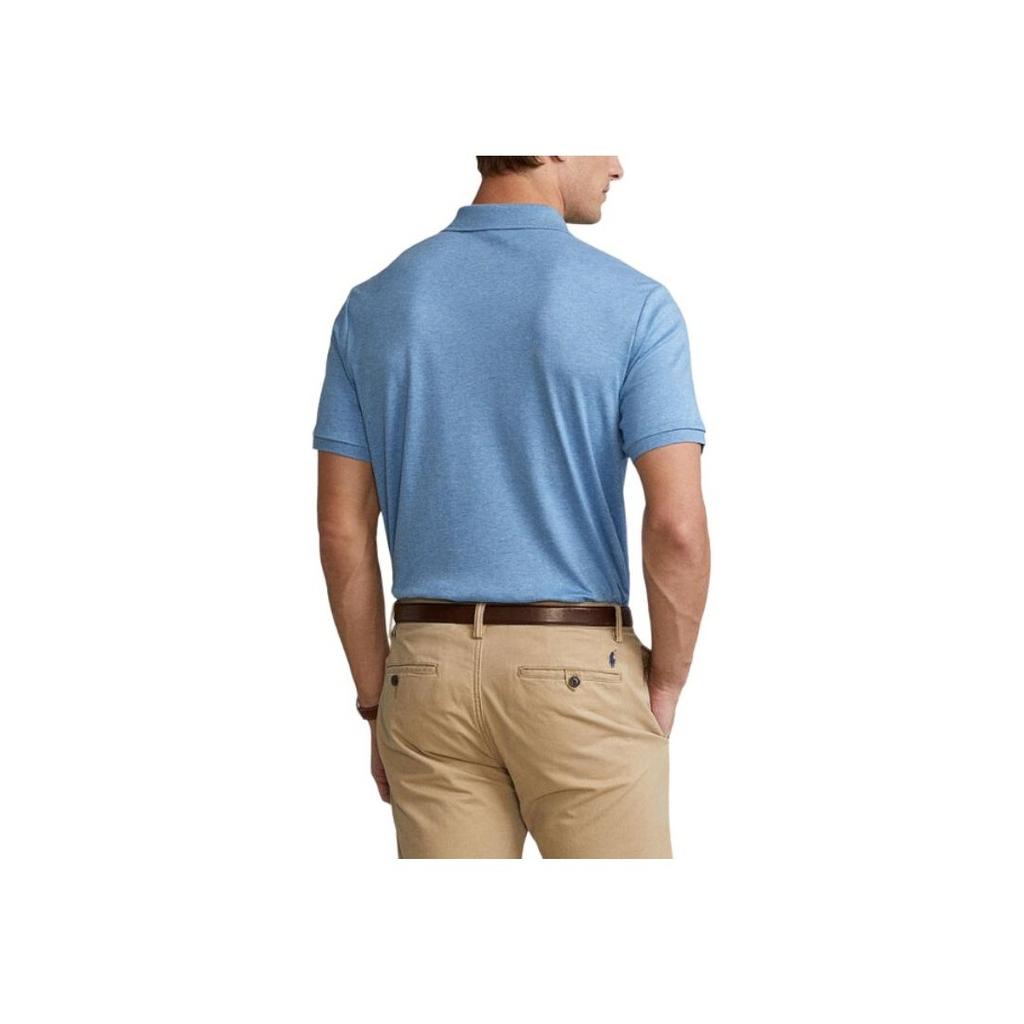 Polo Ralph Lauren Logo Embroidered Slim Fit Straight Leg Short Sleeve Polo Shirt Men Polo Shirts Blue 710704319-055