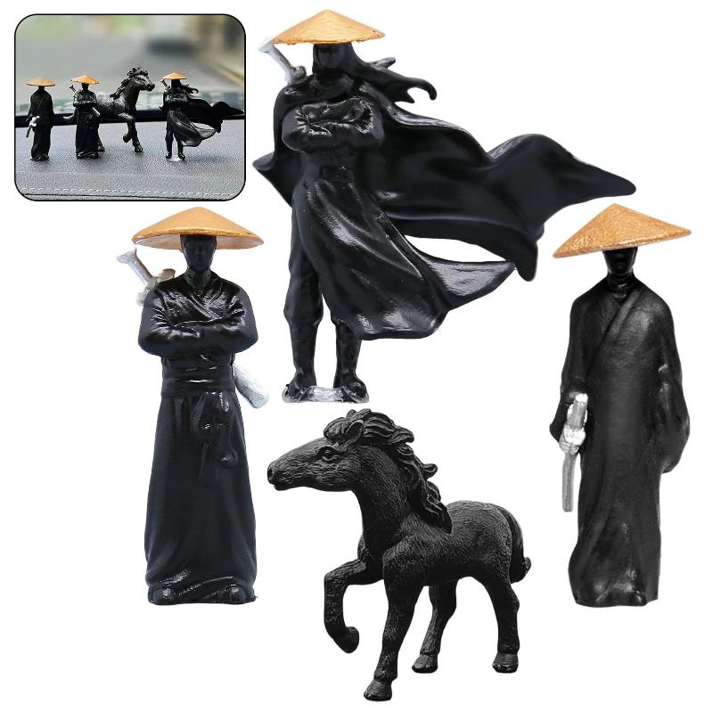 Compact Mini Resin Ancient Sino-Japanese Samurai Figurines Lightweight Car Interior Ornament for Travel Carry Decoration