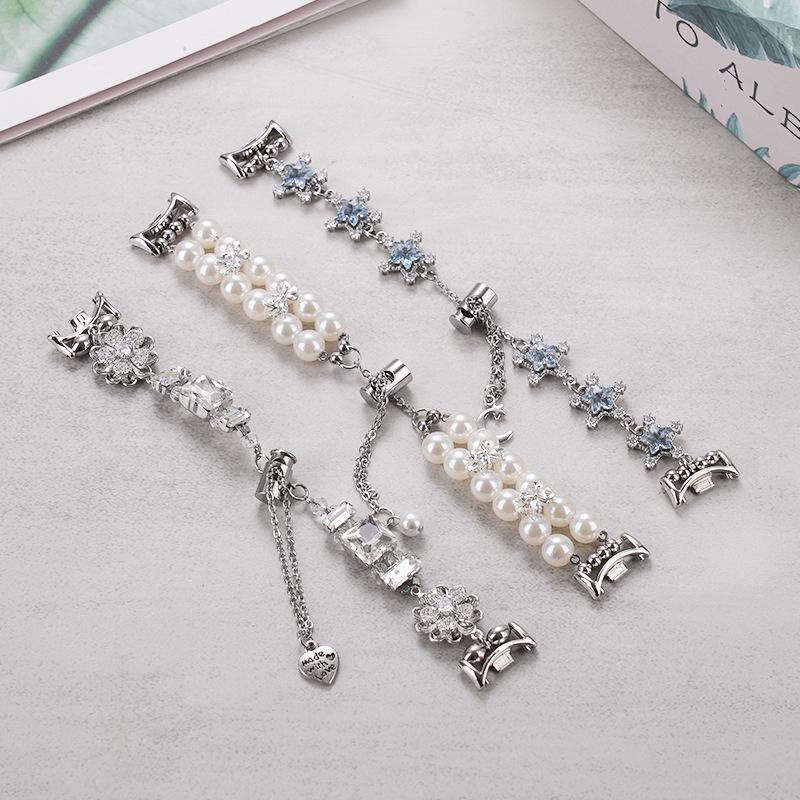 Compatible Silver White Diamond Style Chain Bracelet for Apple Watch Series 9 to 4
