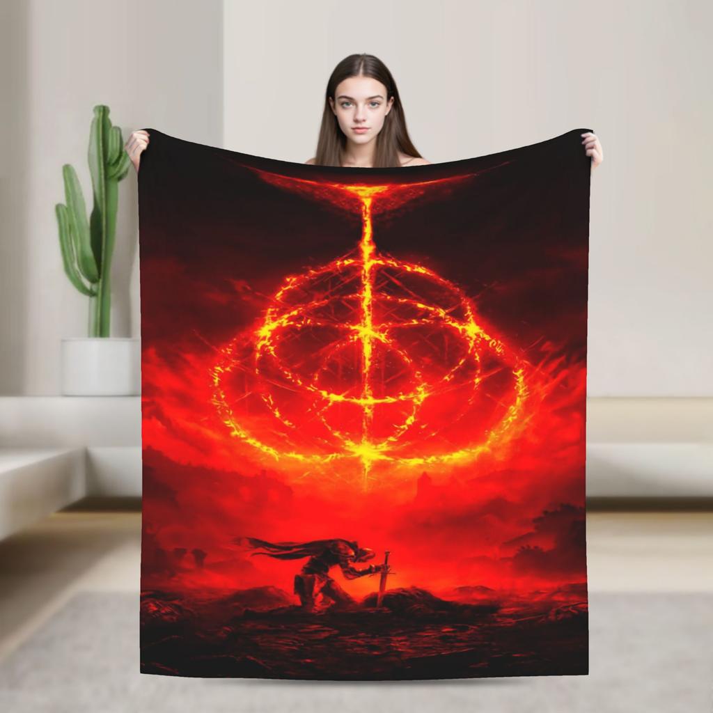Elden Ring Flannel Blanket Warm Soft Throw Blanket For Bedroom Travel Office Print Bedspread Sofa Bed Cover