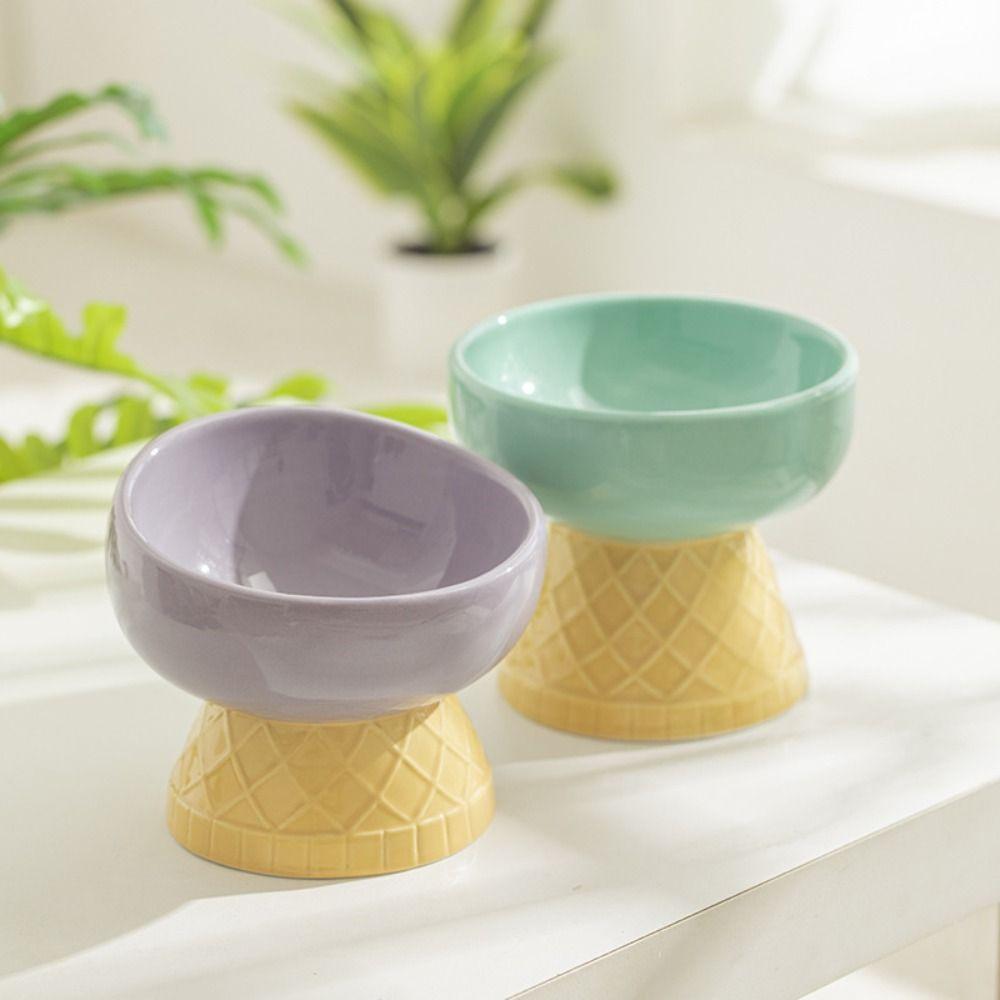 Oblique Mouth Ceramic Pet Bowl Neck Protection Pet Feeding Dish Raised Cat Bowl  Pet Feeding