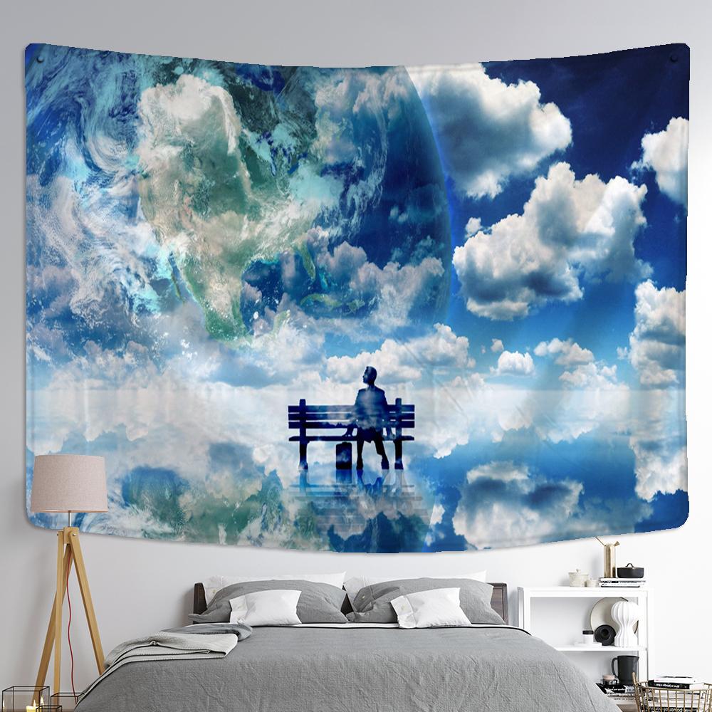 

Гобелен «Люди и Земля» Настенный Гобелен Простой Свежий Арт Одинокий Богемный Фон Для Гостиной Декор Полиэстеровая Ткань 95x70CM