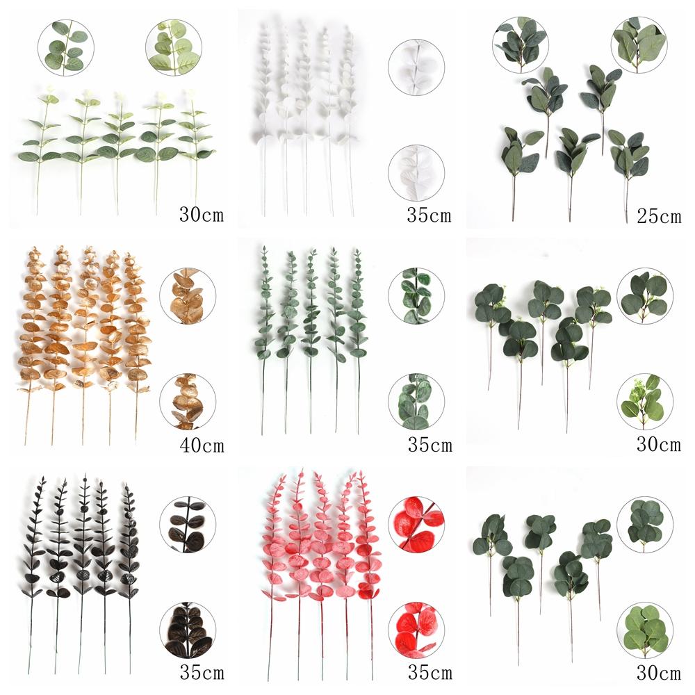 5/10Pcs Artificial Eucalyptus Leaves Green  Fake Plant for Wedding Decoration Garden Outdoor Home Decor Table Wreath Accessories