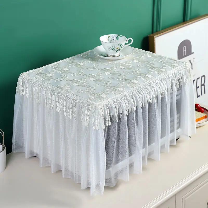 Lace Microwave Oven Cover Universal Breathable Full Covered Washable Double-layer Cloth Oil Proof Dust-proof Oven Cover ZC822