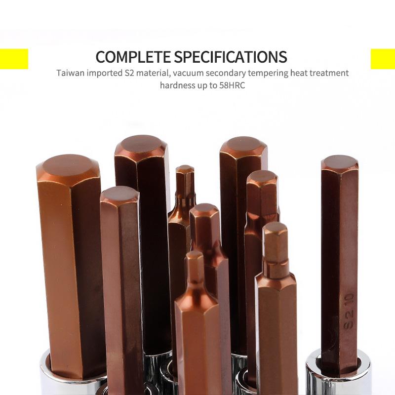 15PCS 1/2‘ Drive Hex Bit Sockets H4/5/6/7/8/10/12 Metric Screwdriver Bit Sockets Hand Tool Socket Joint Hexagonal