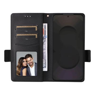 For Samsung Galaxy S25 FE Case with Wrist Strap Litchi Texture PU Leather Wallet Phone Cover