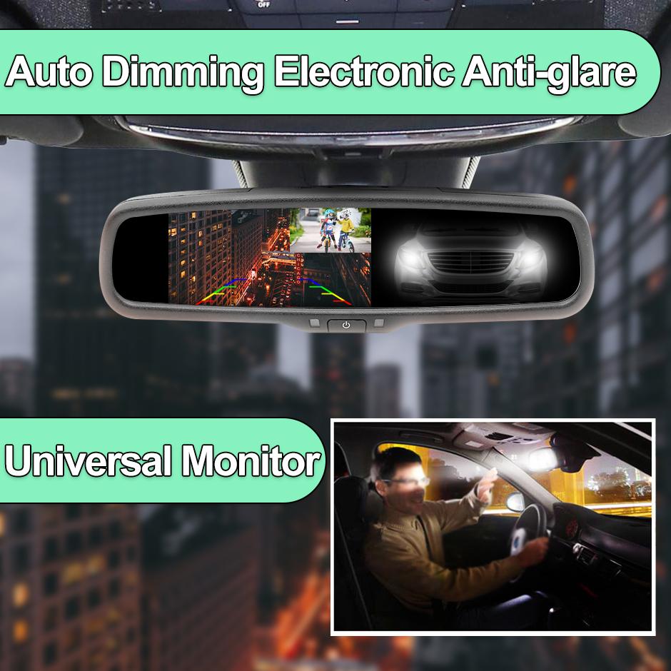 Greenyi Original Bracket HD 4.3" 800x480P Auto Dimming Electronic Anti Glare Car Rearview Mirror Monitor With Rear View Camera