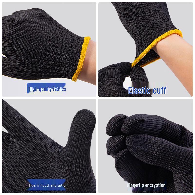 Small Bullet Black Nylon Work Gloves