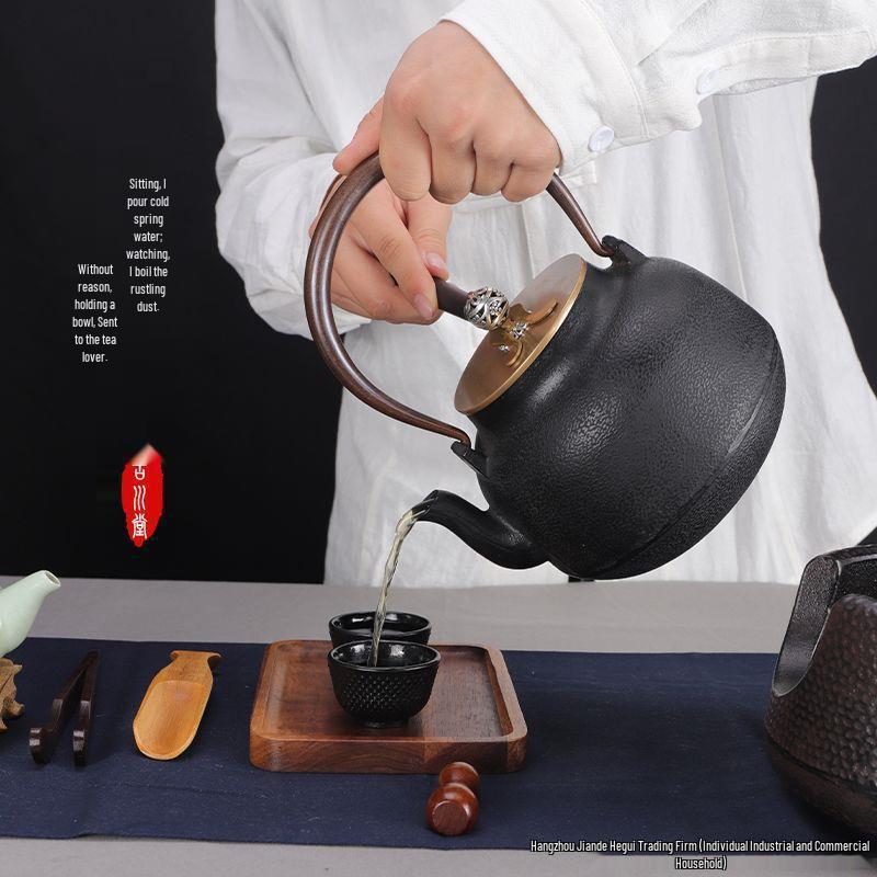 Hand-Forged Japanese Cast Iron Teapot for Gongfu Tea