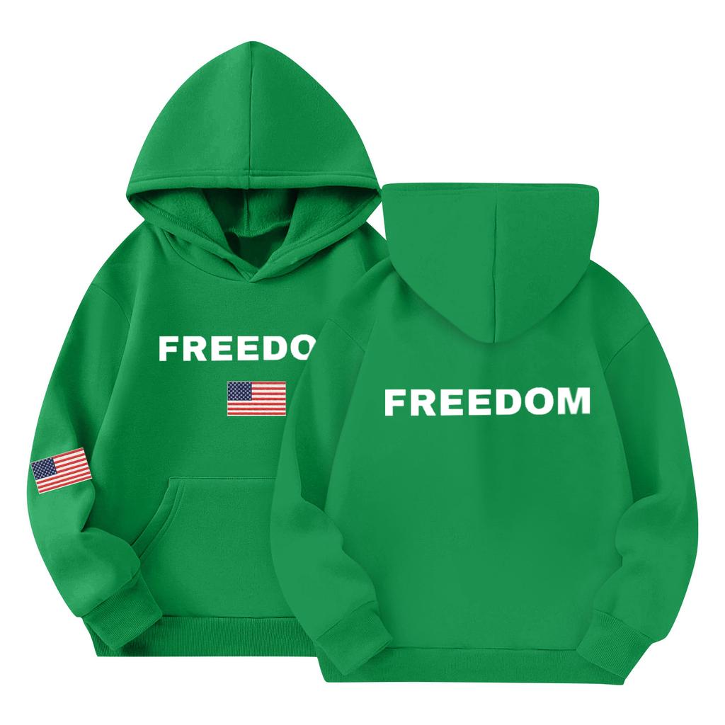 Children's Fashion Hooded Long Sleeved Printed Casual Pullover Sweatshirt Top