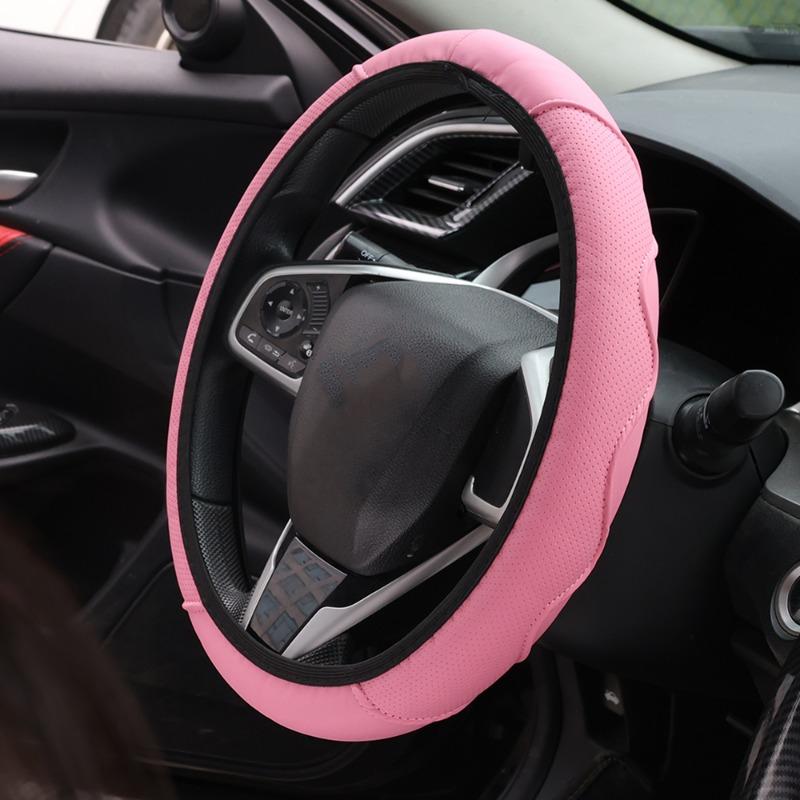 Steering Wheel Cover 37-38cm Summer Winter Universal PU Leather Embossed Corrugated Steering Wheel Cover Non-slip Heat-resistant