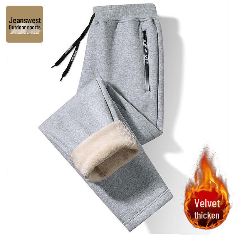 Jeanswest Men's Outdoor Casual Fleece-Lined Straight-Leg Pants
