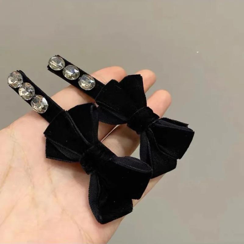 Retro High-end Temperament Bow Hairpin Crystal Korean Autumn and Winter New Headdress Hair Accessories Clip for Women
