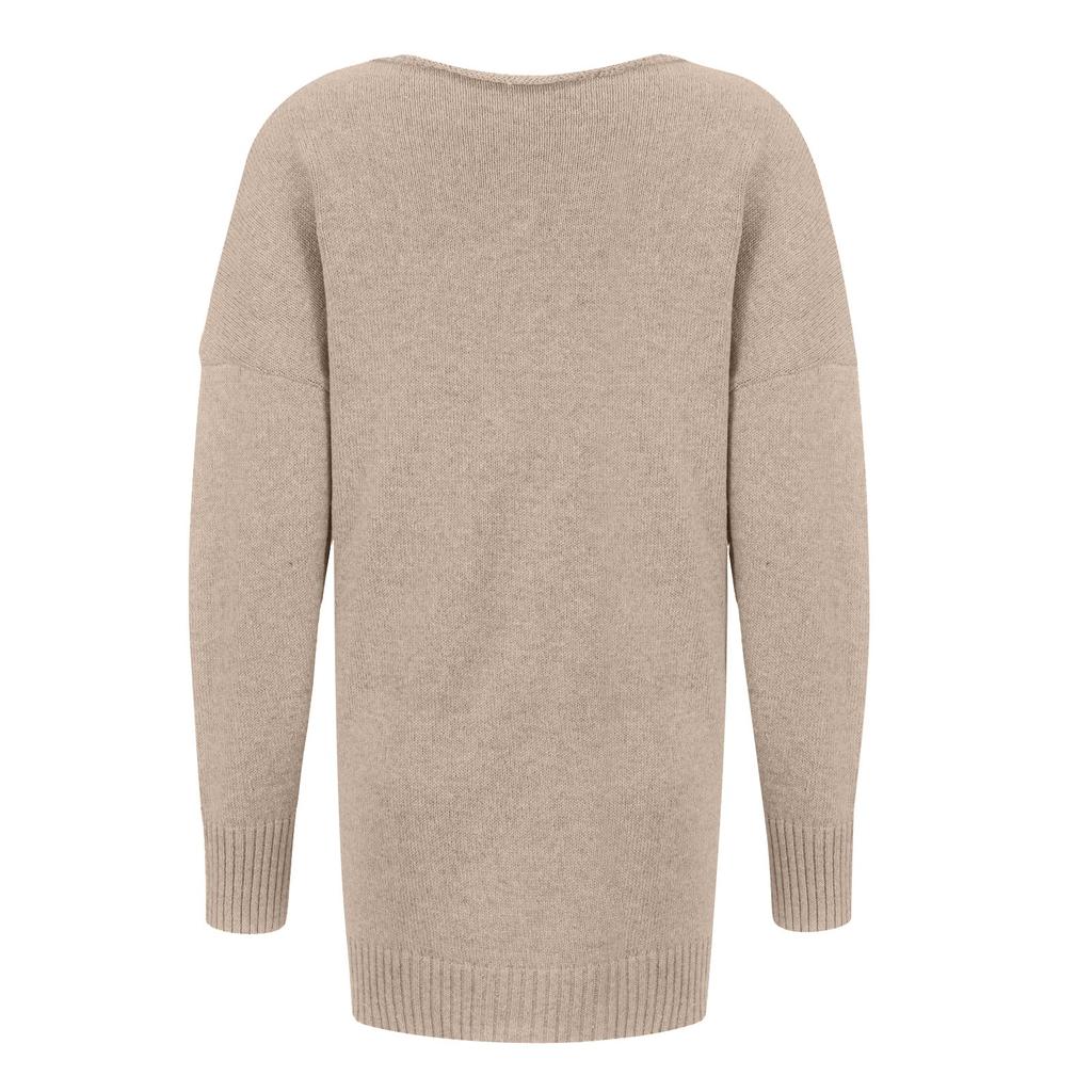 Women's Fashion Winter Warm Solid Color Sweater Cross Loose Knitted Sweater