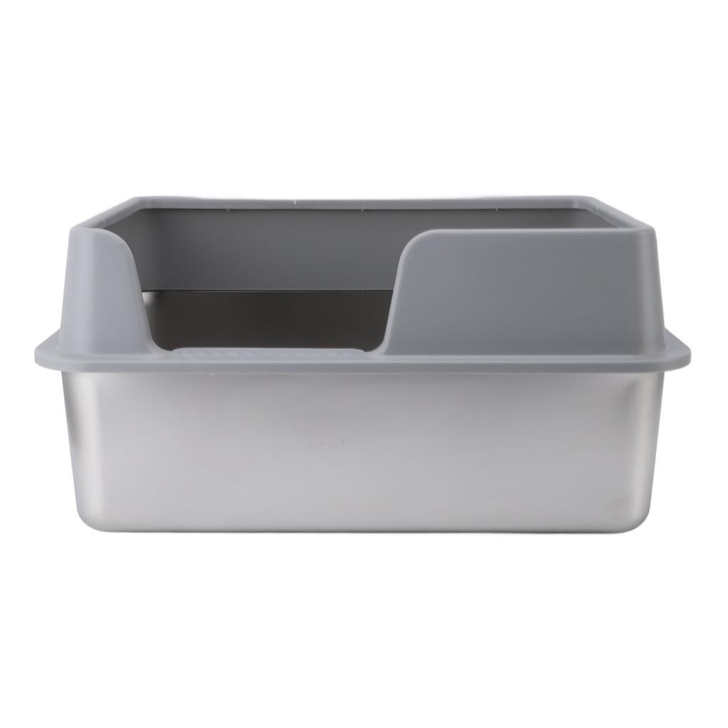 Stainless Steel Litter Pan   Proof Large Open Top High Side Litter Pan with Scoop