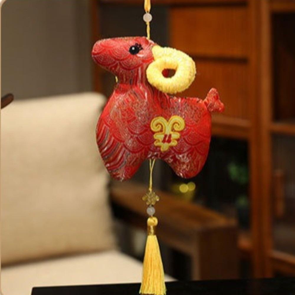 PP Cotton Zodiac Sheep Doll Chinese Style Fabric Pendant Portable Lamb Doll Party Souvenir
