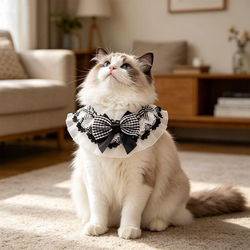 Cute Spring Summer Pet Water Scarf Princess Bowknot Small Dog Scarf Breathable Lace Trim Cat Scarf for Small Dog