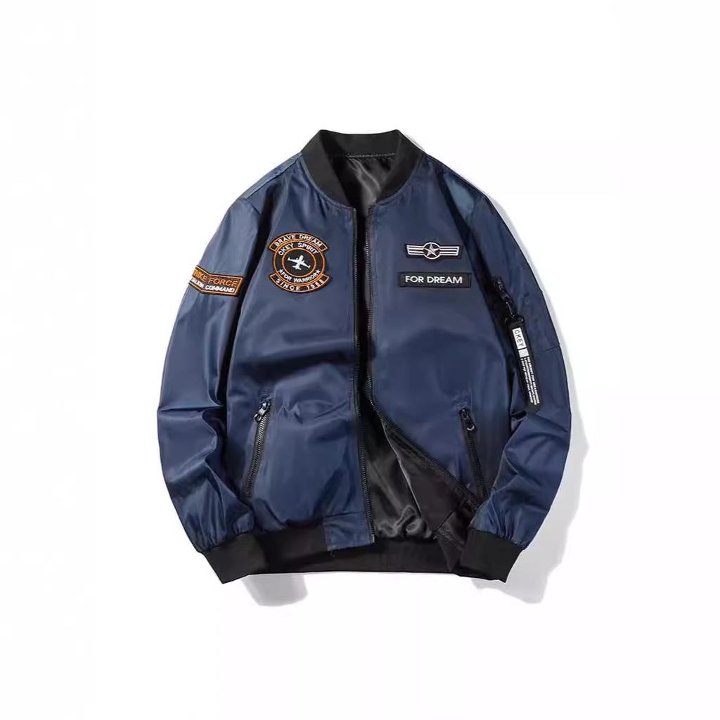 Spring and Autumn Thin Double-sided Flight Jacket for Men, Simple and Trendy Air Force Baseball Uniform Jacket for Men