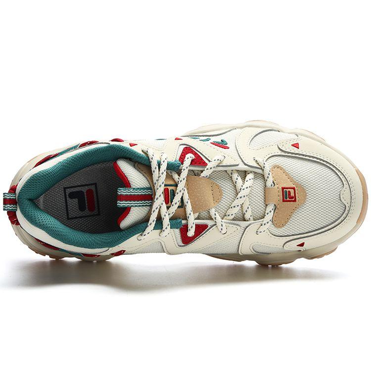 FILA Fluid 4 Fabric Synthetic Leather Fashion Retro Sports Low-Top Lifestyle Shoes Women sneaker Beige F12W312101FCC