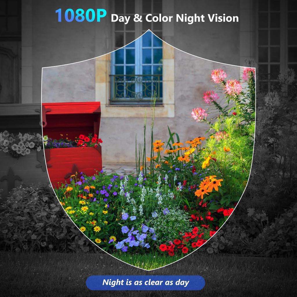 Wireless Indoor Security Cameras,HD 1080P Outdoor Motion Detection WiFi Home Camera with Siren, Spotlight, Color Night Vision, Double Way Talk