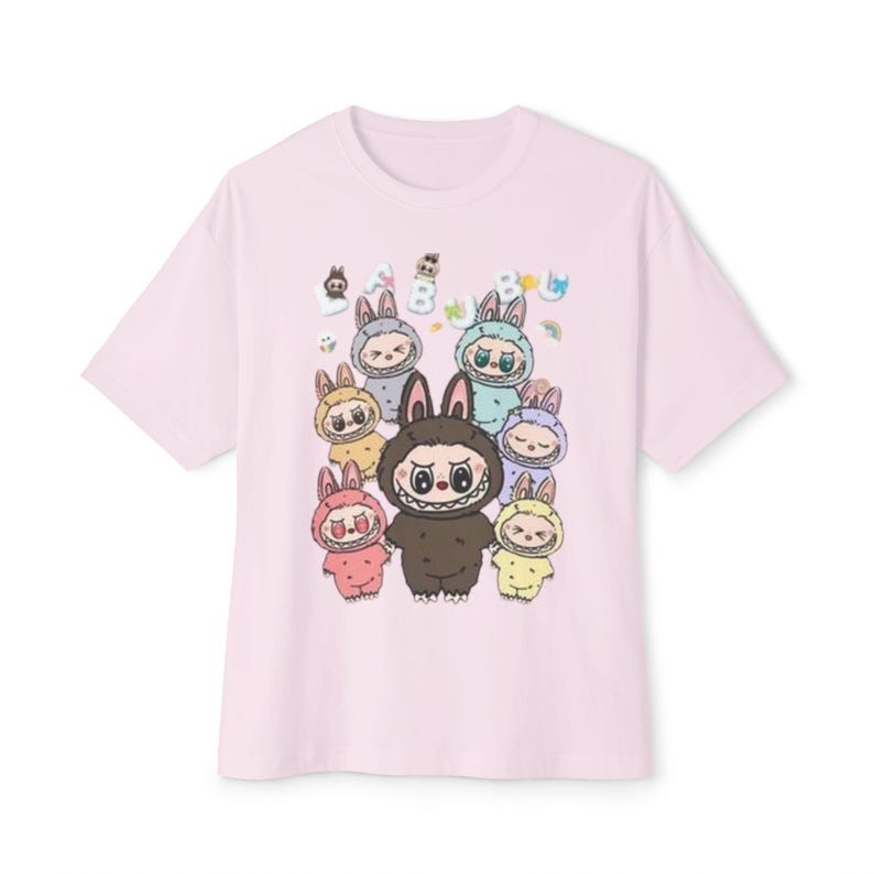 Cute Labubu Unisex Tee Women Funny Cartoon T Shirt Y2K 90S Harajuku Graphic Ulzzang T-Shirt 90S Print Tshirt Aesthetic Top Tee Unisex
