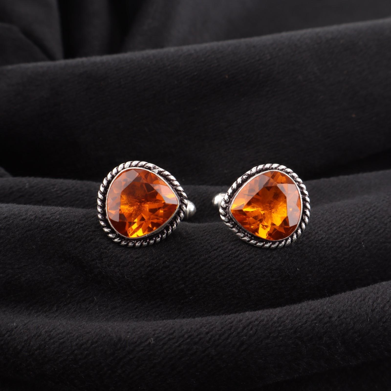 

Цитрин Драгоценный камень 925 Стерлинговое серебро Ювелирные изделия Ручной работы Запонки в виде сердца 0,62 CL-8-2