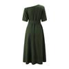 Elegant Women's Fashion Green Diagonal Neck Middle Sleeve Casual Dress Women's Casual Retro Long Dress