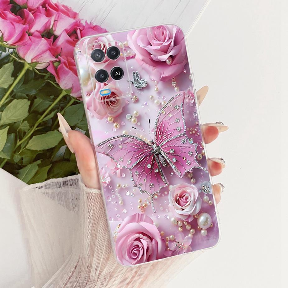 For Oppo A54 4G Case CPH2239 Luxury Butterfly Painted Cover Soft Silicone Phone Case For Oppo A54 5G A 54 s OppoA54s Fundas Bags