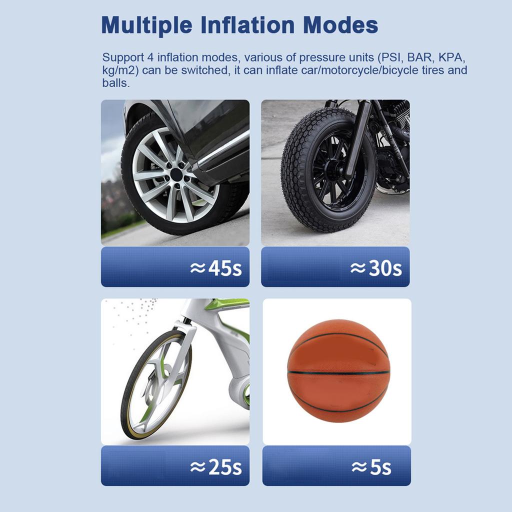 Portable Car Air Pump 150PSI Air Compressor Handheld Electric Tire Inflator with LED Light Support Auto Off Function