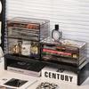 1pc desktop drawer style acrylic transparent black cosmetics storage box desktop stackable office supplies skincare organizer