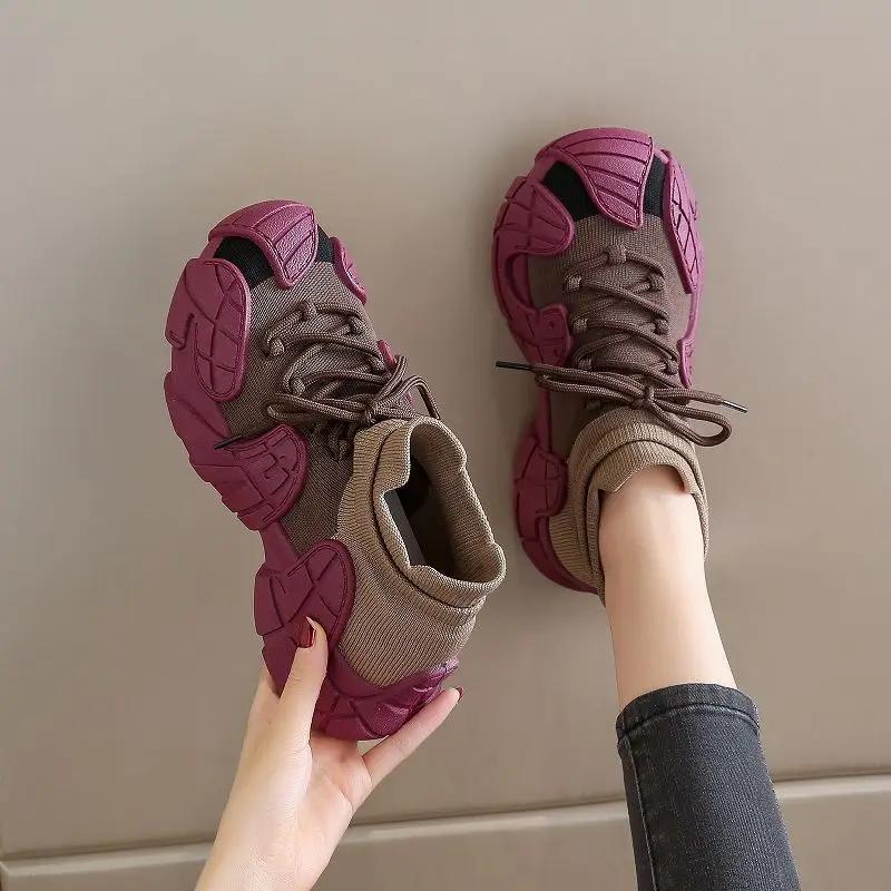 Fashion Light Dad Shoes for Women High On Platform A 2024 New Comfortable and Elegant Woman Footwear Walking Urban Aesthetic Sale Cheap
