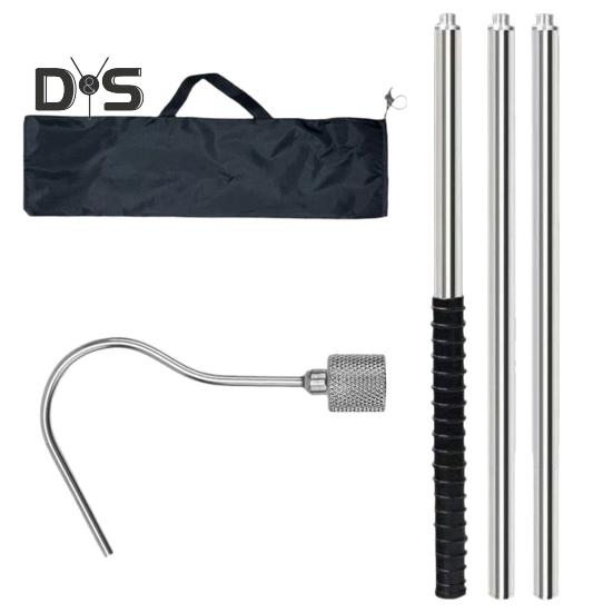 Cârlig de recuperare a aspiratorului pentru robot de piscină cu stâlp telescopic Cârlig pentru curățarea piscinei din oțel inoxidabil cu mâner din cauciuc Instrument de preluare a aparatului de curățare a piscinei