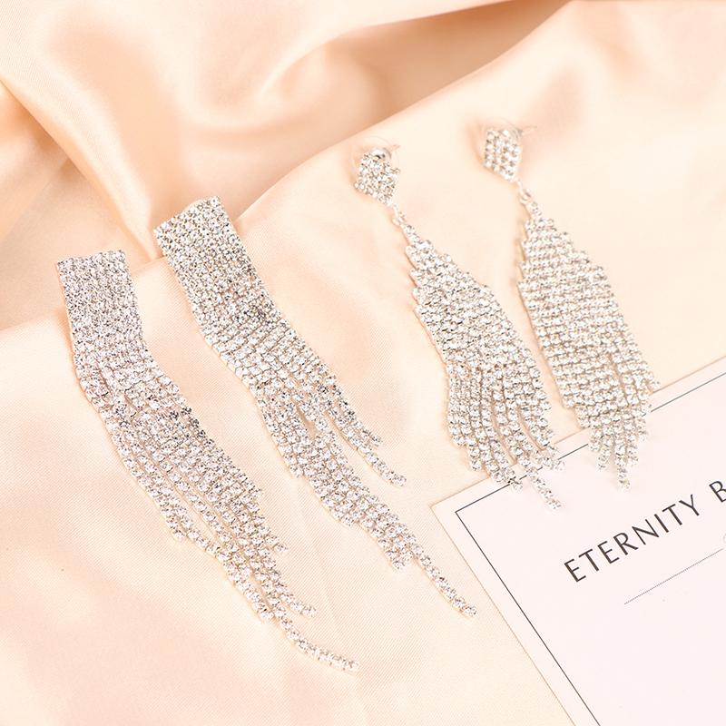 S925 Silbernadel Klassische Glänzende Ohrringe Damen Überlange