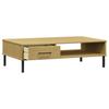 Vidaxl Oslo Coffee Table, Metal Legs, Brown, Pine Wood
